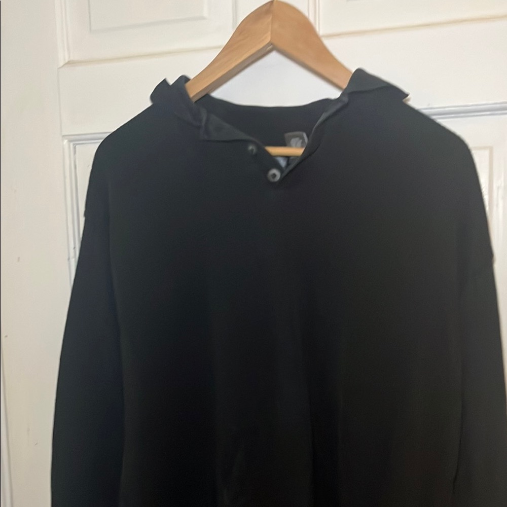 Black Hoodie with Button Detail